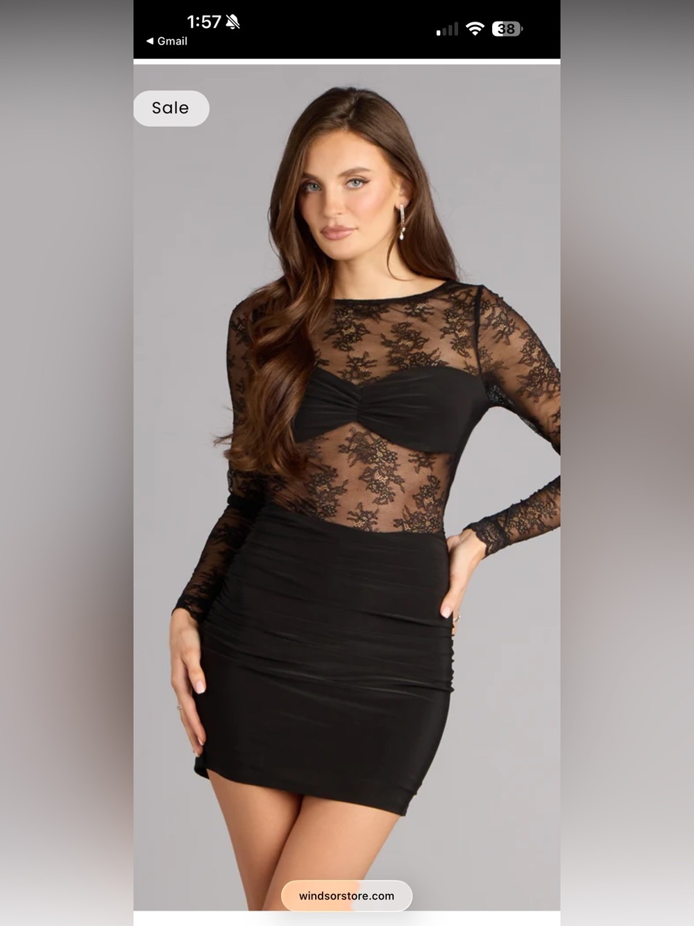 Windsor Black Lace Minidress - M